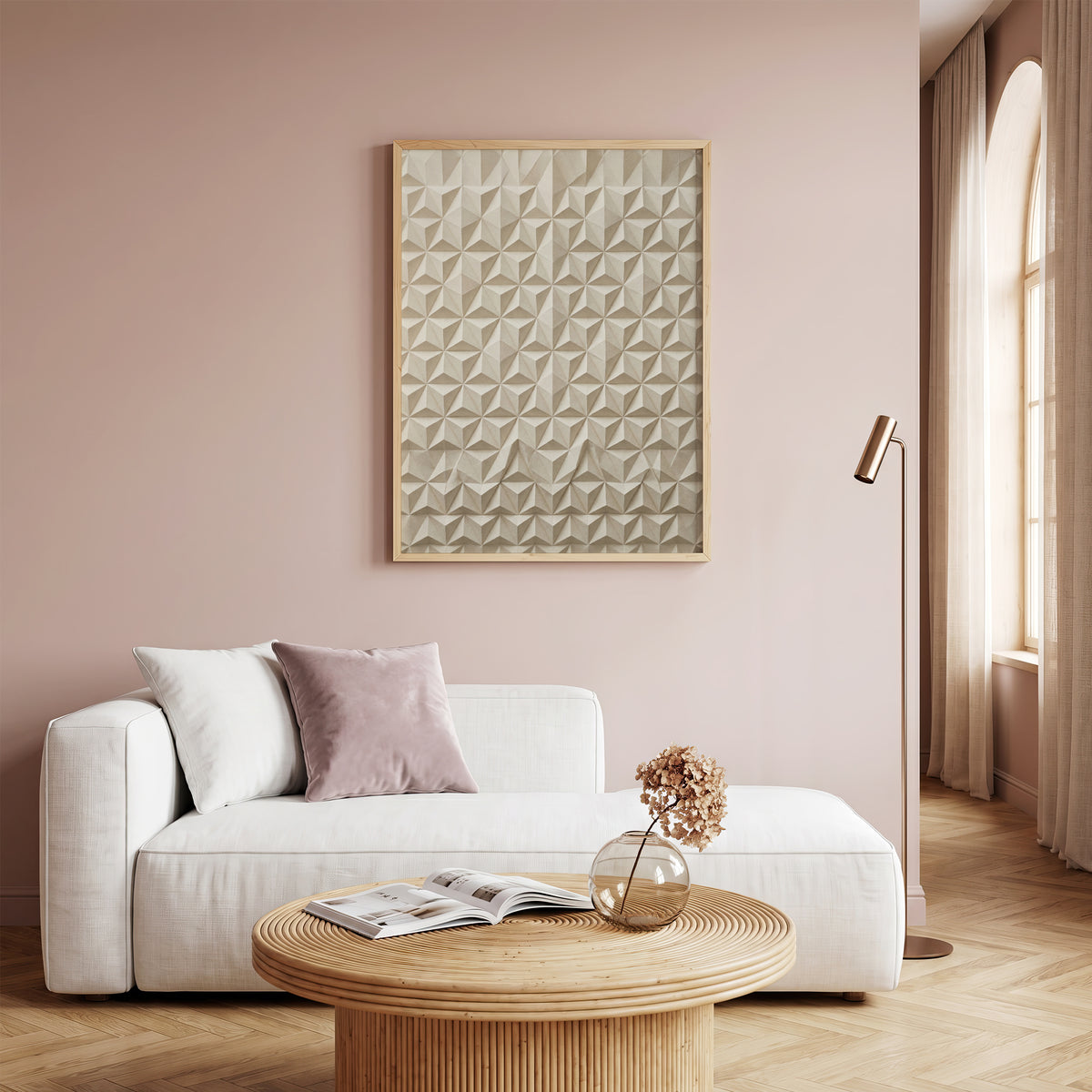 Geometric Origami Tessellation Paper Art Print, Minimalist Japandi Wall Art
