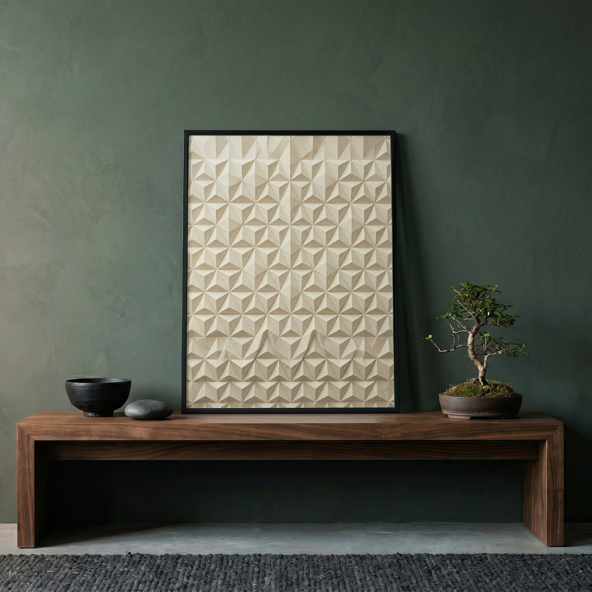 Geometric Origami Tessellation Paper Art Print, Minimalist Japandi Wall Art