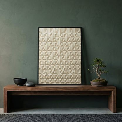 Geometric Origami Tessellation Paper Art Print, Minimalist Japandi Wall Art