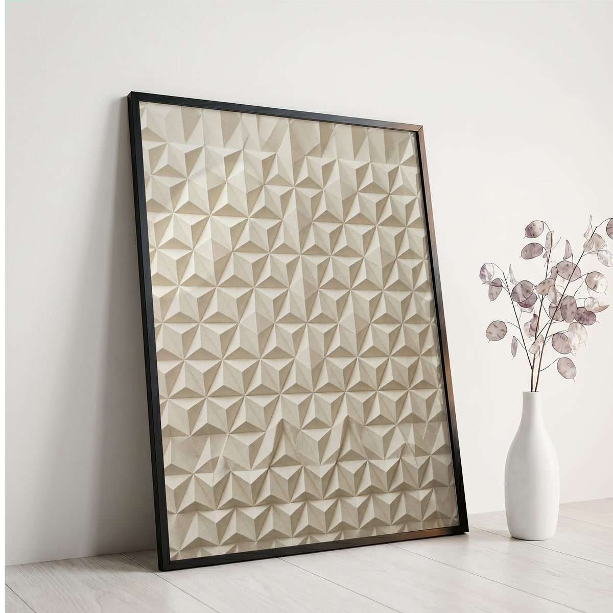 Geometric Origami Tessellation Paper Art Print, Minimalist Japandi Wall Art