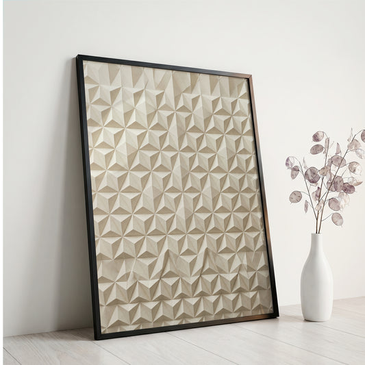 Geometric Origami Tessellation Paper Art Print, Minimalist Japandi Wall Art