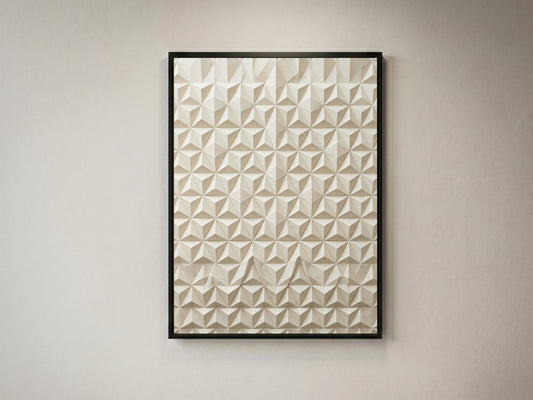 Geometric Origami Tessellation Paper Art Print, Minimalist Japandi Wall Art