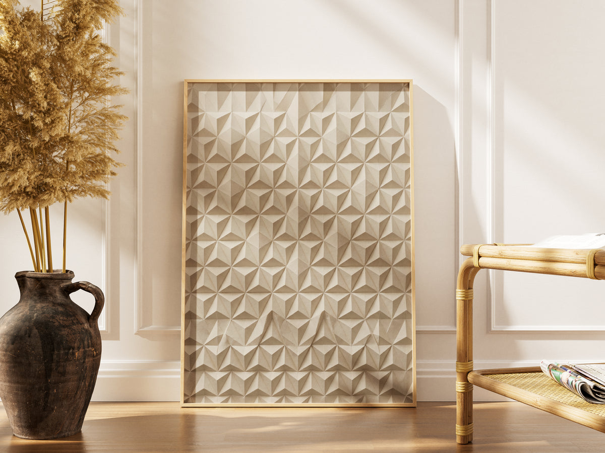 Geometric Origami Tessellation Paper Art Print, Minimalist Japandi Wall Art
