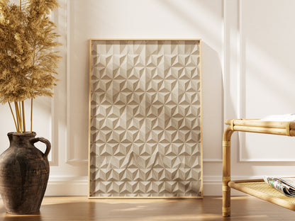 Geometric Origami Tessellation Paper Art Print, Minimalist Japandi Wall Art