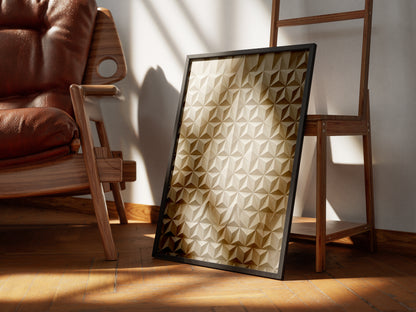 Geometric Origami Tessellation Paper Art Print, Minimalist Japandi Wall Art
