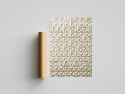 Geometric Origami Tessellation Paper Art Print, Minimalist Japandi Wall Art