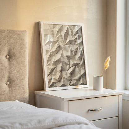 Low Poly Faceted Paper Relief Sculpture Print, Geometric Wall Art