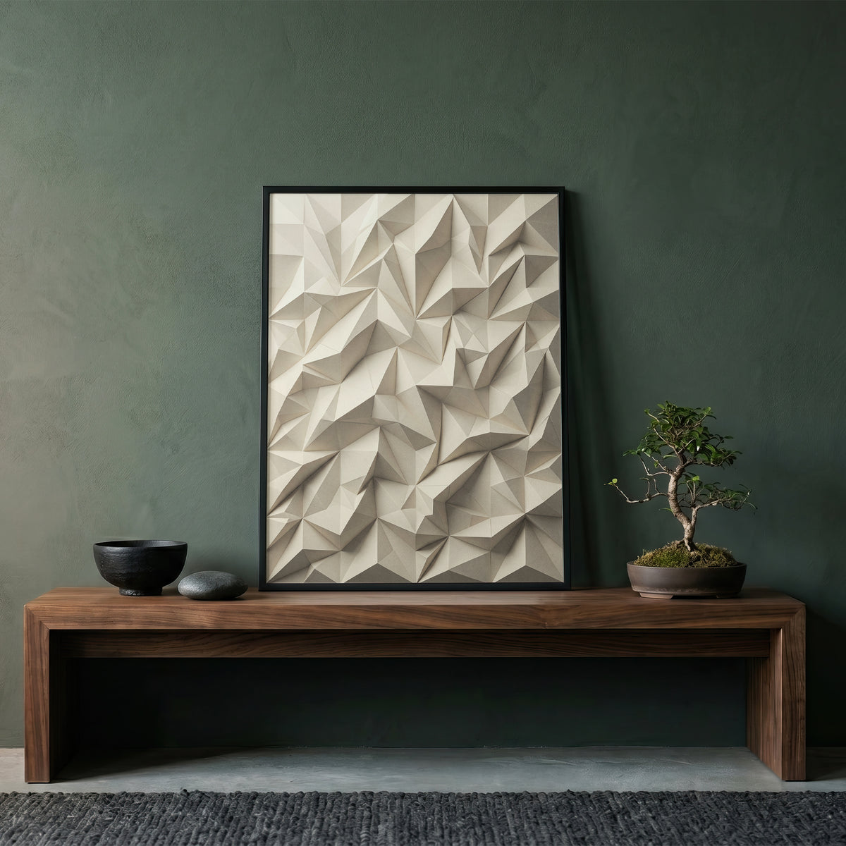 Low Poly Faceted Paper Relief Sculpture Print, Geometric Wall Art