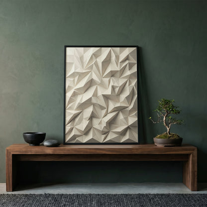 Low Poly Faceted Paper Relief Sculpture Print, Geometric Wall Art