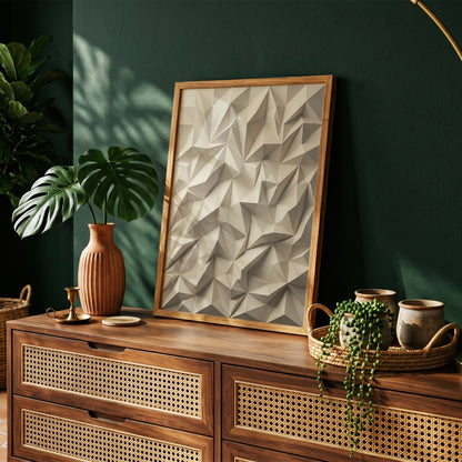 Low Poly Faceted Paper Relief Sculpture Print, Geometric Wall Art