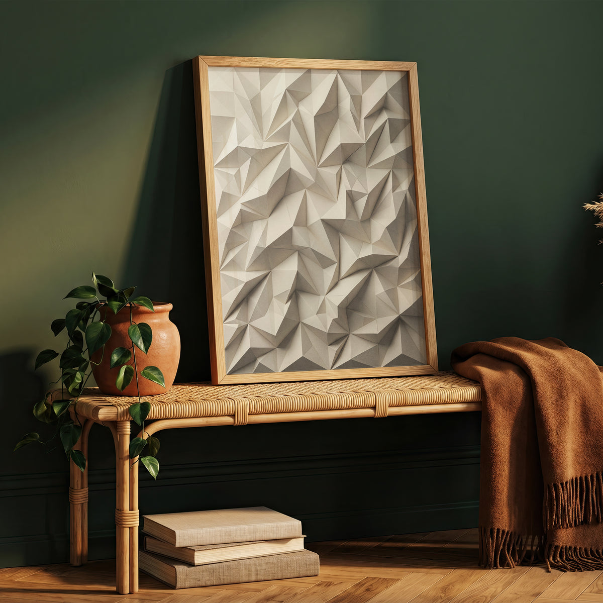 Low Poly Faceted Paper Relief Sculpture Print, Geometric Wall Art