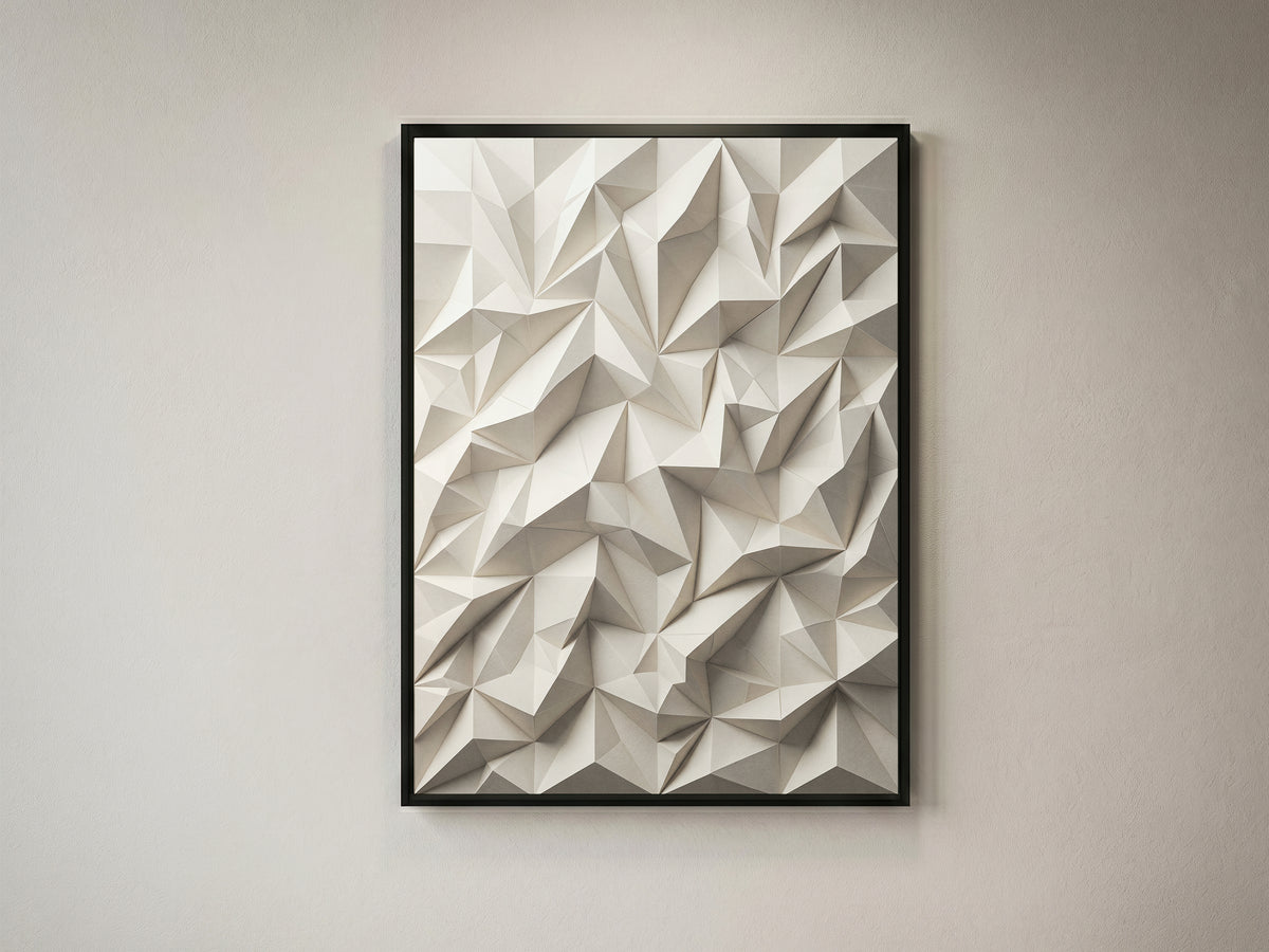 Low Poly Faceted Paper Relief Sculpture Print, Geometric Wall Art