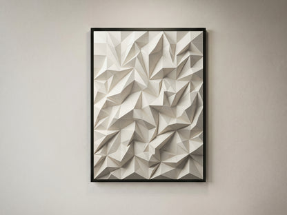 Low Poly Faceted Paper Relief Sculpture Print, Geometric Wall Art