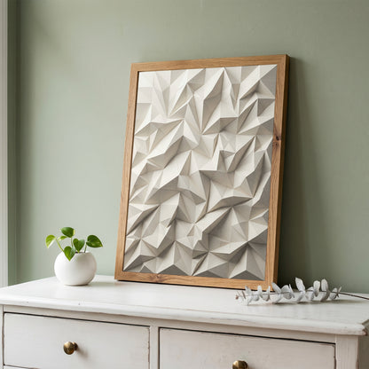 Low Poly Faceted Paper Relief Sculpture Print, Geometric Wall Art