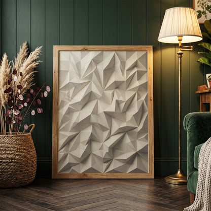 Low Poly Faceted Paper Relief Sculpture Print, Geometric Wall Art