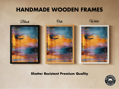 Abstract Sunset Wall Art, Blue and Orange Modern Print