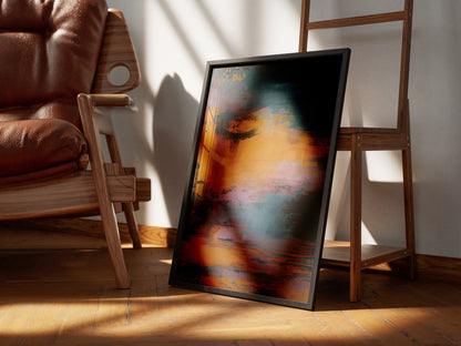 Abstract Sunset Wall Art, Blue and Orange Modern Print