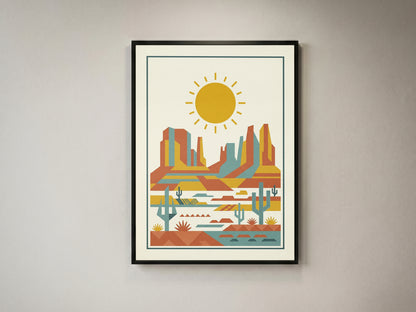 Mid Century Modern Southwestern Desert Art Print