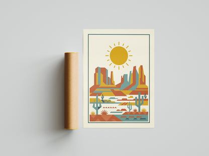 Mid Century Modern Southwestern Desert Art Print