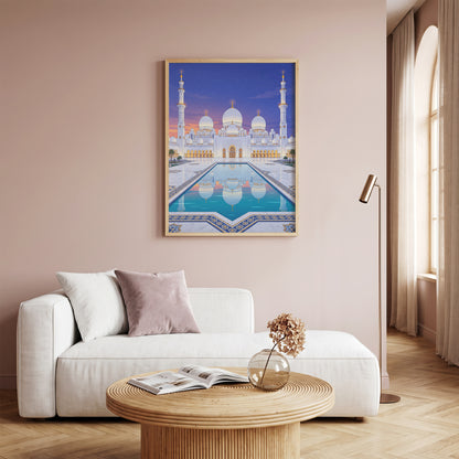 Sheikh Zayed Grand Mosque Turquoise Pool Reflection Print