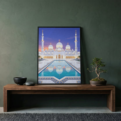 Sheikh Zayed Grand Mosque Turquoise Pool Reflection Print
