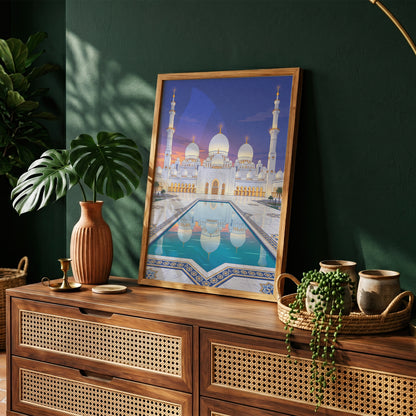 Sheikh Zayed Grand Mosque Turquoise Pool Reflection Print