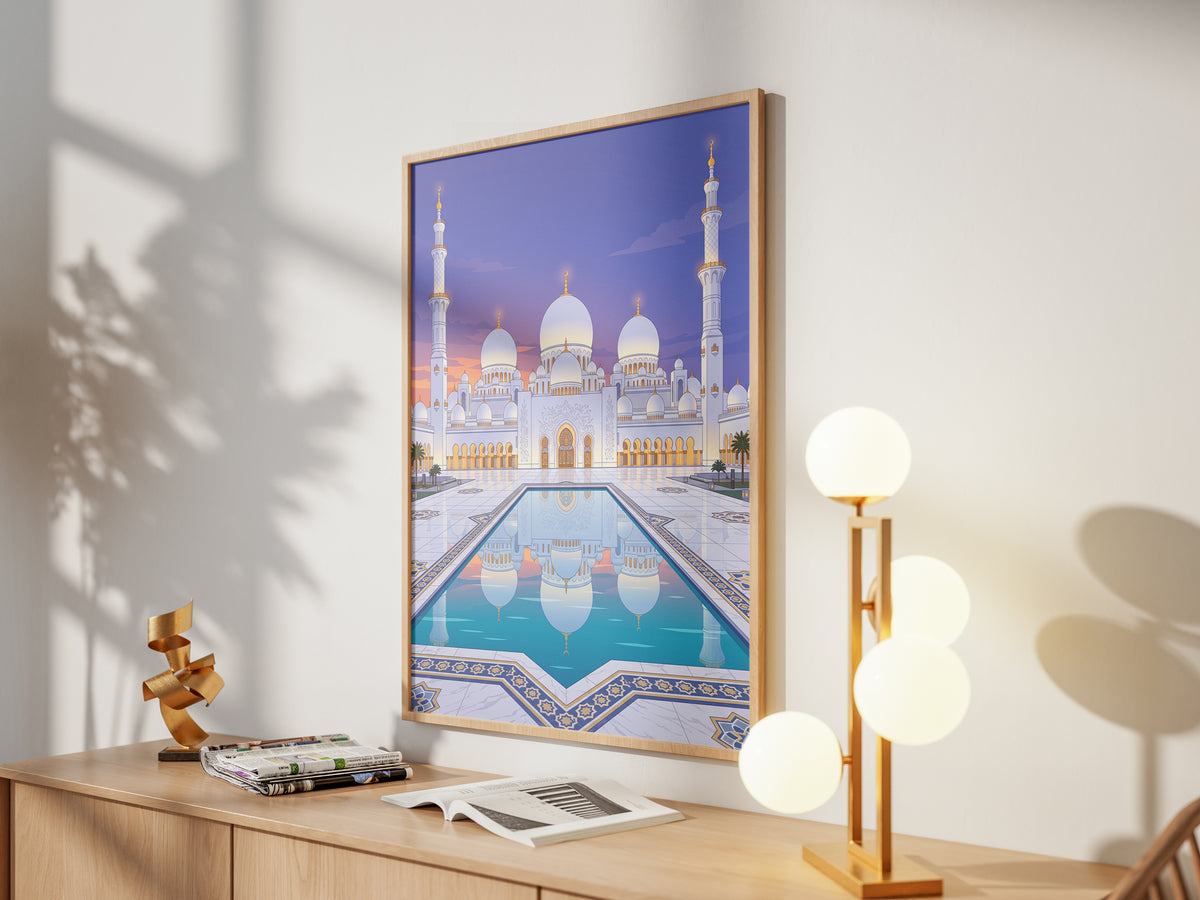 Sheikh Zayed Grand Mosque Turquoise Pool Reflection Print