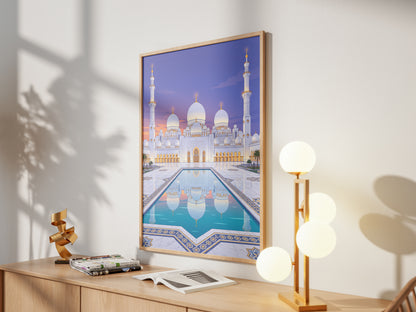 Sheikh Zayed Grand Mosque Turquoise Pool Reflection Print