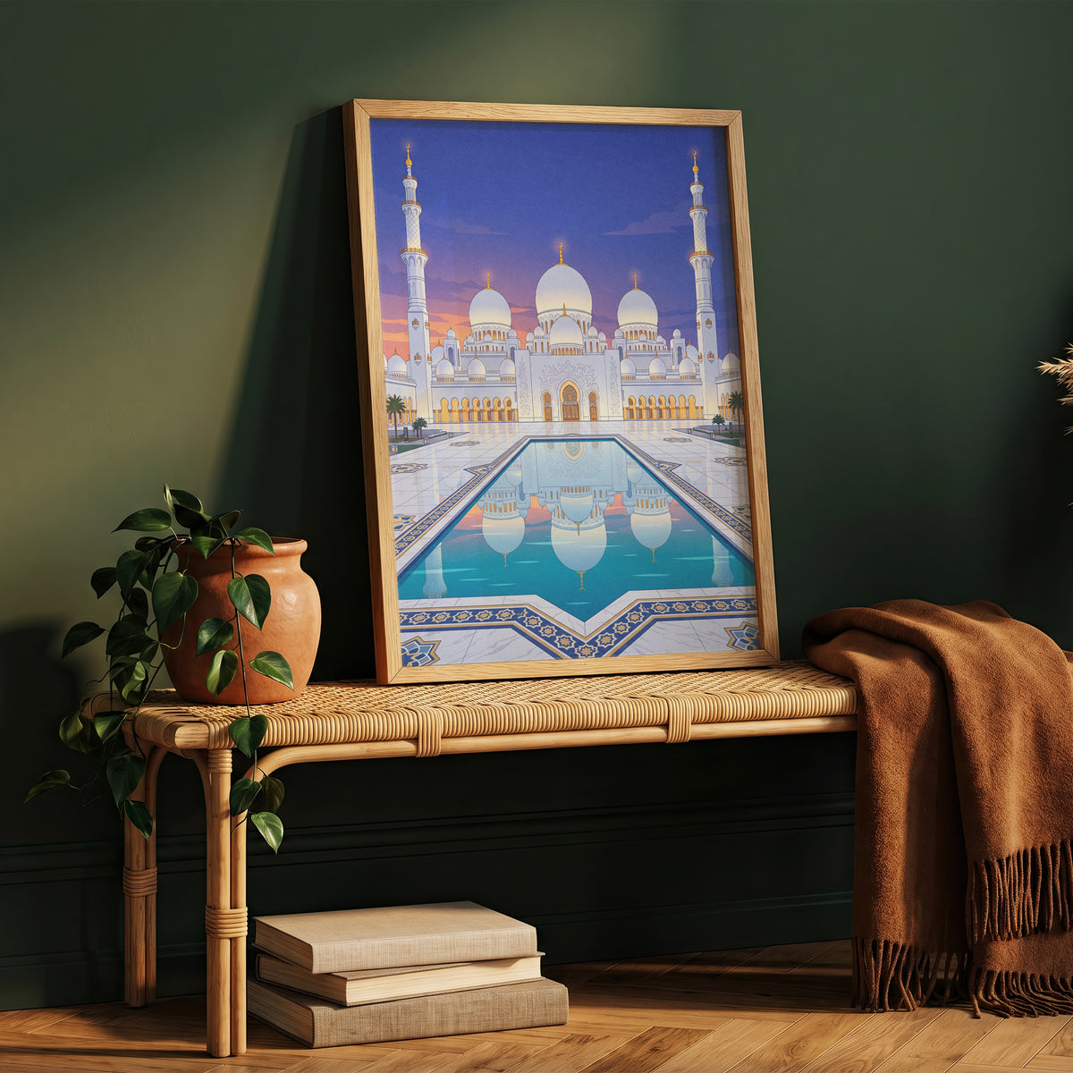 Sheikh Zayed Grand Mosque Turquoise Pool Reflection Print