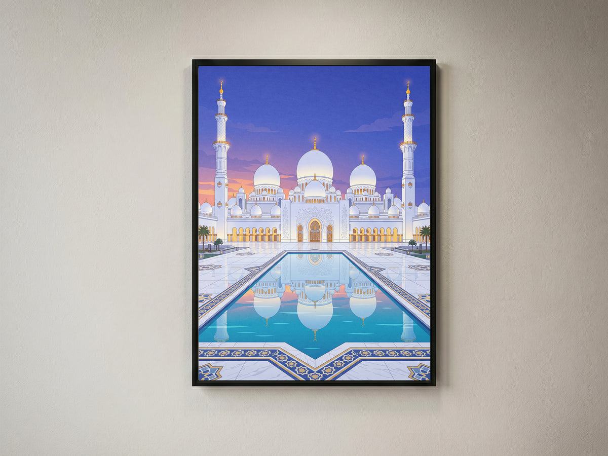 Sheikh Zayed Grand Mosque Turquoise Pool Reflection Print