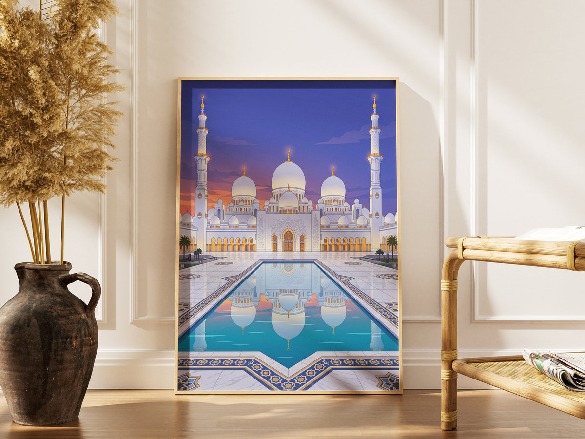 Sheikh Zayed Grand Mosque Turquoise Pool Reflection Print