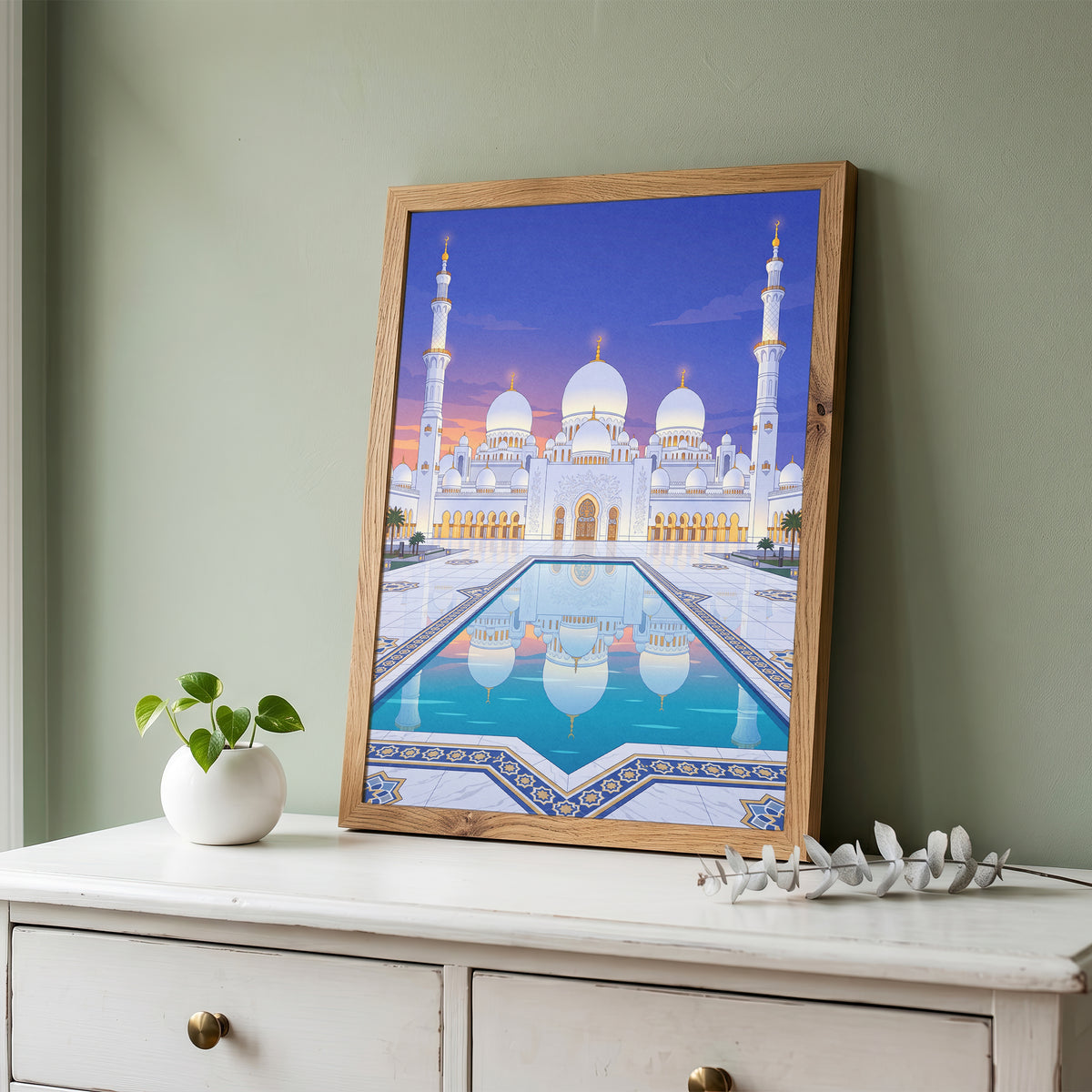 Sheikh Zayed Grand Mosque Turquoise Pool Reflection Print