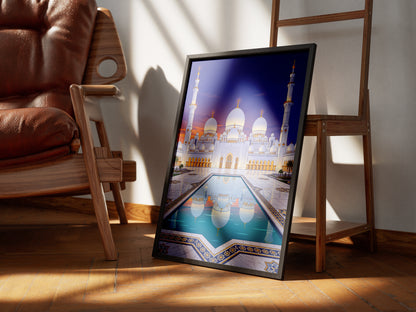 Sheikh Zayed Grand Mosque Turquoise Pool Reflection Print