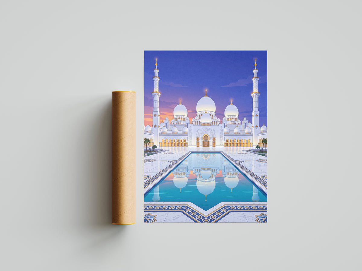 Sheikh Zayed Grand Mosque Turquoise Pool Reflection Print