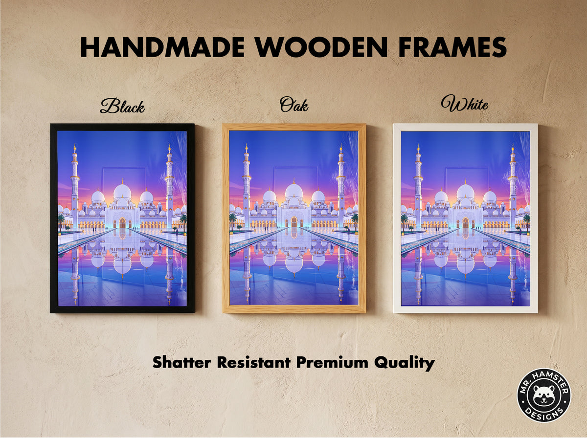Sheikh Zayed Grand Mosque Symmetrical Night Reflection Art Print