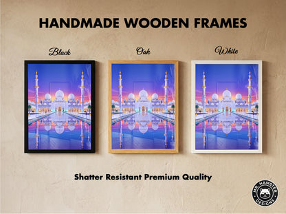 Sheikh Zayed Grand Mosque Symmetrical Night Reflection Art Print