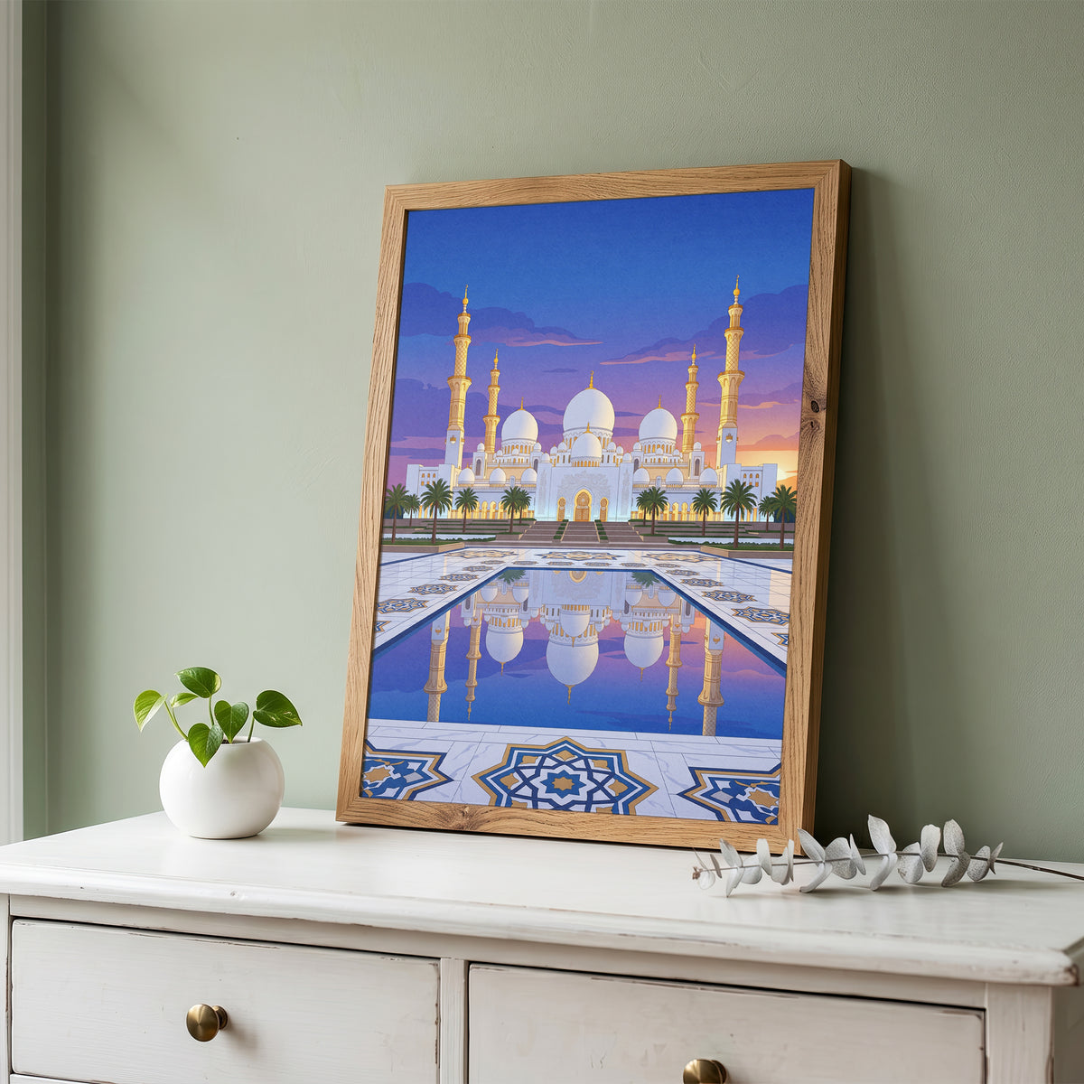 Sheikh Zayed Grand Mosque Geometric Star Mosaic Print