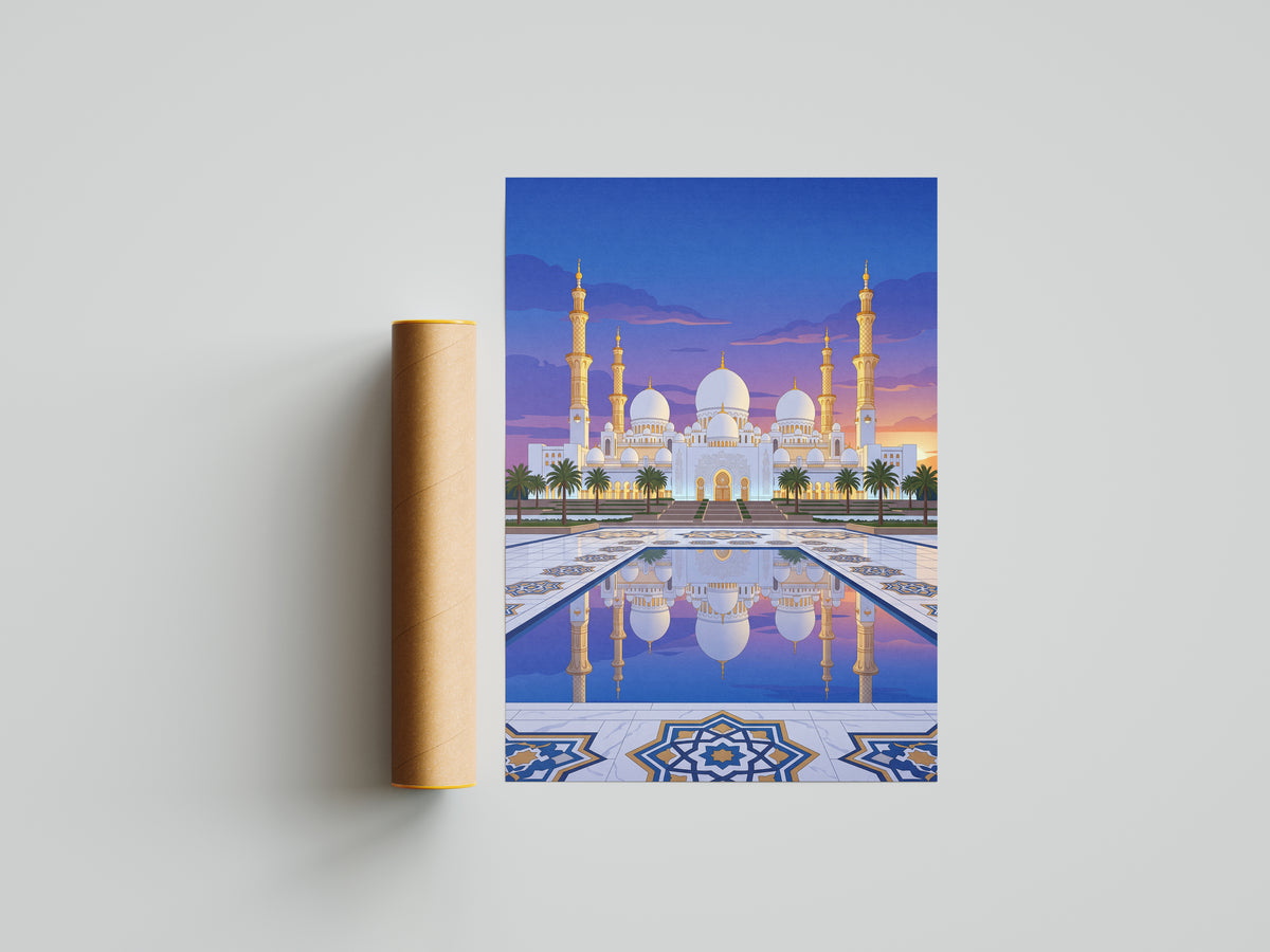 Sheikh Zayed Grand Mosque Geometric Star Mosaic Print