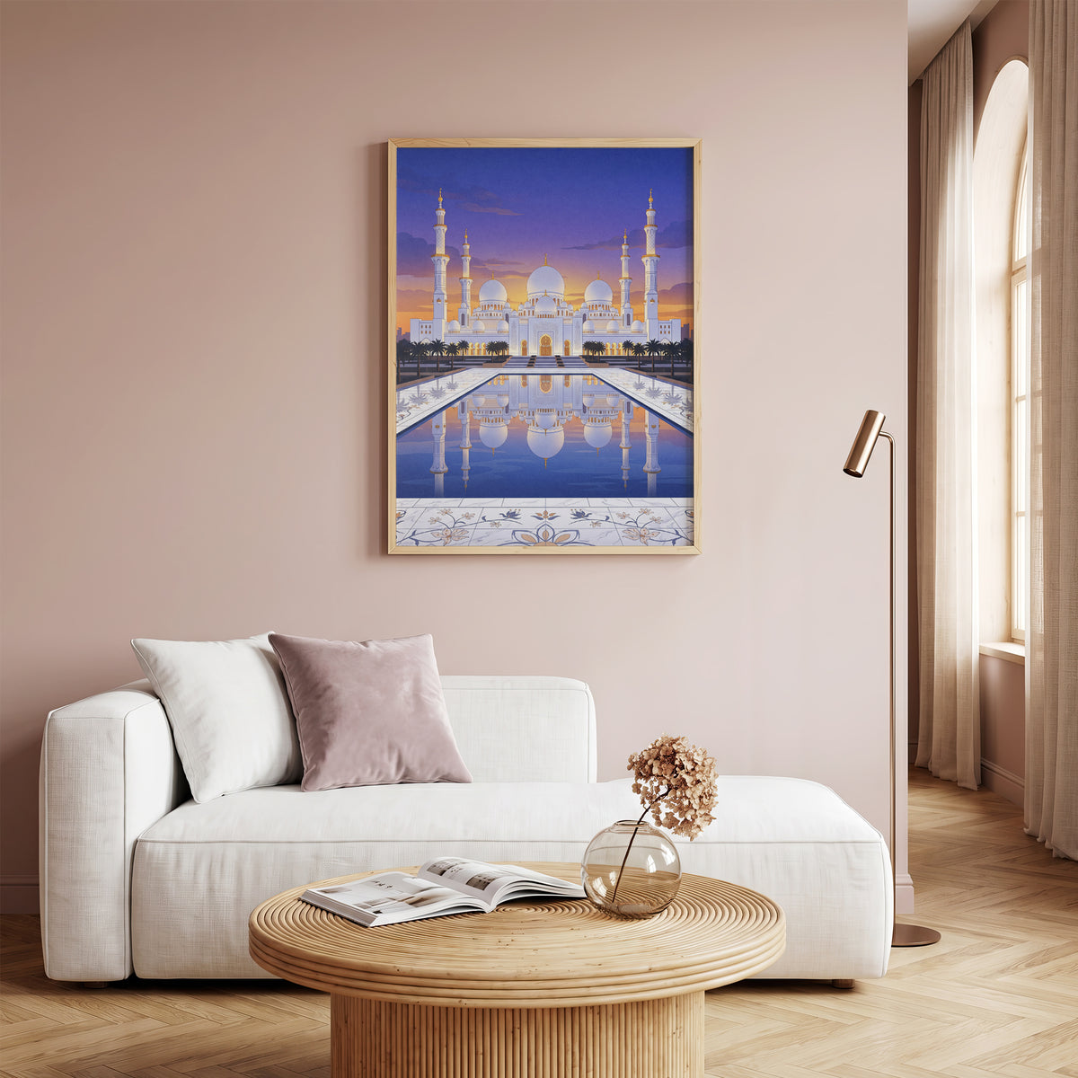 Sheikh Zayed Grand Mosque Floral Inlay Marble Courtyard Print