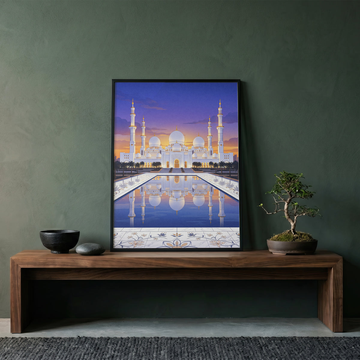 Sheikh Zayed Grand Mosque Floral Inlay Marble Courtyard Print