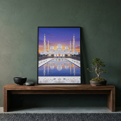 Sheikh Zayed Grand Mosque Floral Inlay Marble Courtyard Print