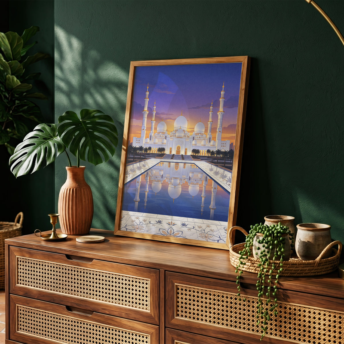 Sheikh Zayed Grand Mosque Floral Inlay Marble Courtyard Print