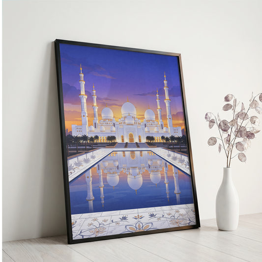 Sheikh Zayed Grand Mosque Floral Inlay Marble Courtyard Print