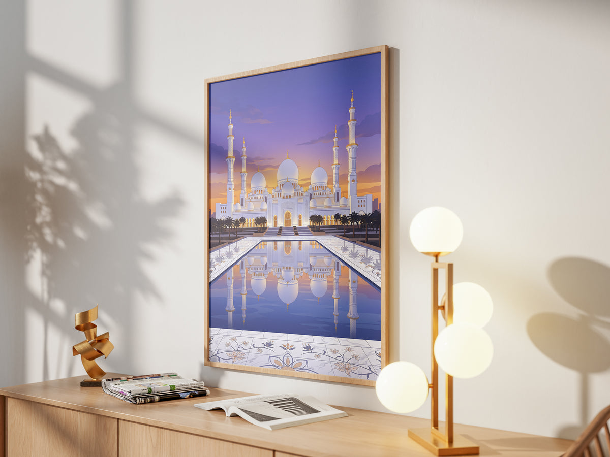 Sheikh Zayed Grand Mosque Floral Inlay Marble Courtyard Print