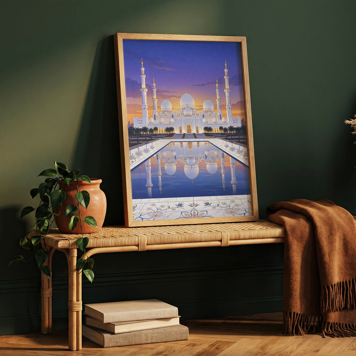 Sheikh Zayed Grand Mosque Floral Inlay Marble Courtyard Print