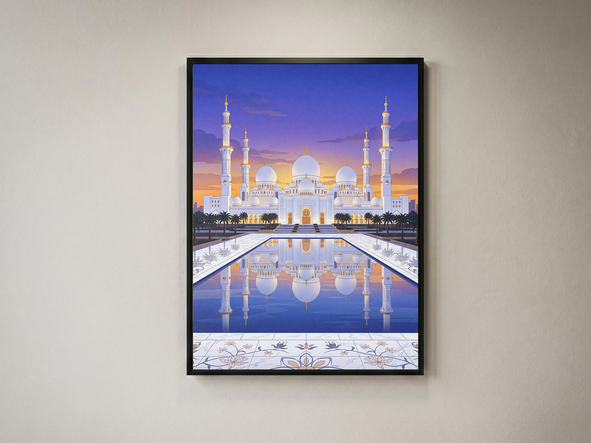 Sheikh Zayed Grand Mosque Floral Inlay Marble Courtyard Print