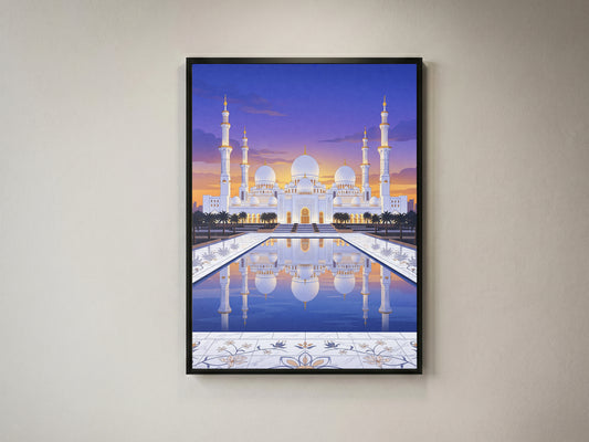 Sheikh Zayed Grand Mosque Floral Inlay Marble Courtyard Print