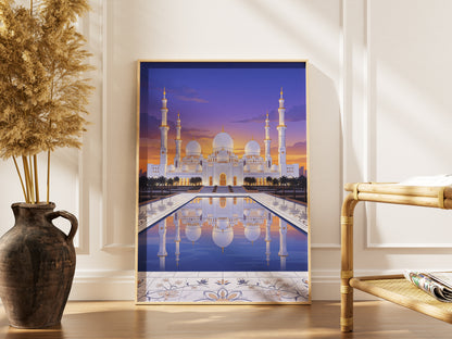 Sheikh Zayed Grand Mosque Floral Inlay Marble Courtyard Print
