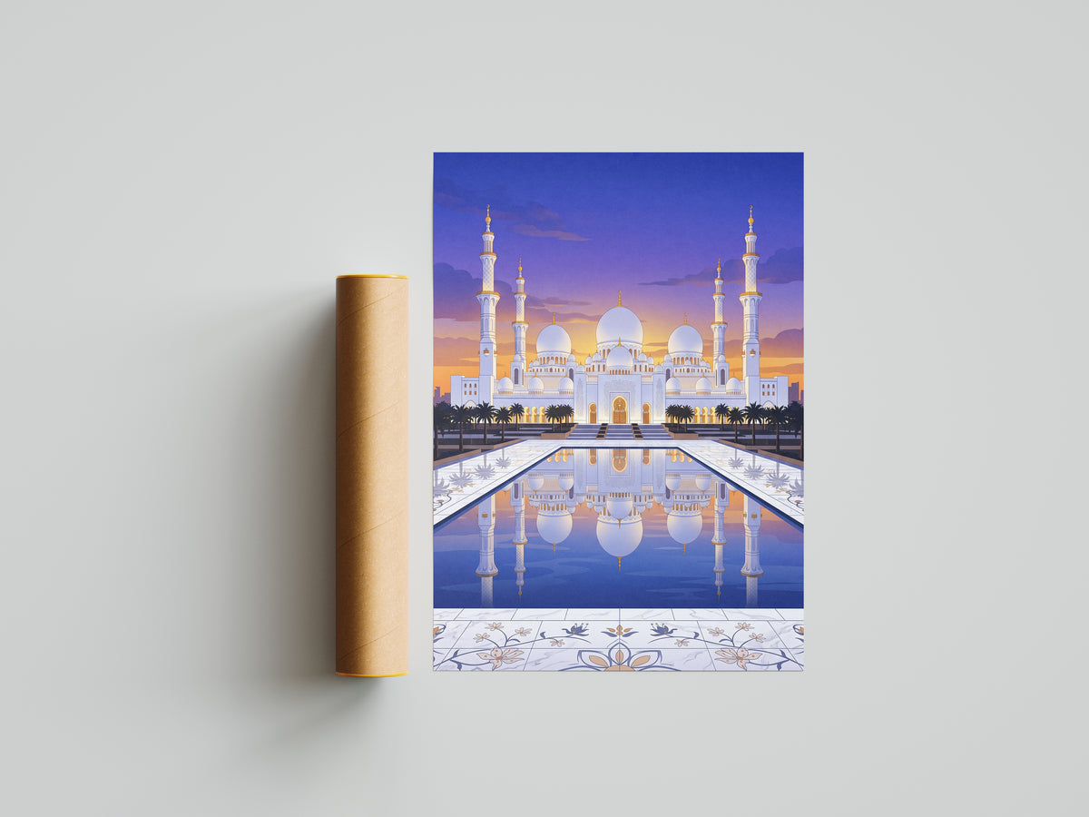 Sheikh Zayed Grand Mosque Floral Inlay Marble Courtyard Print
