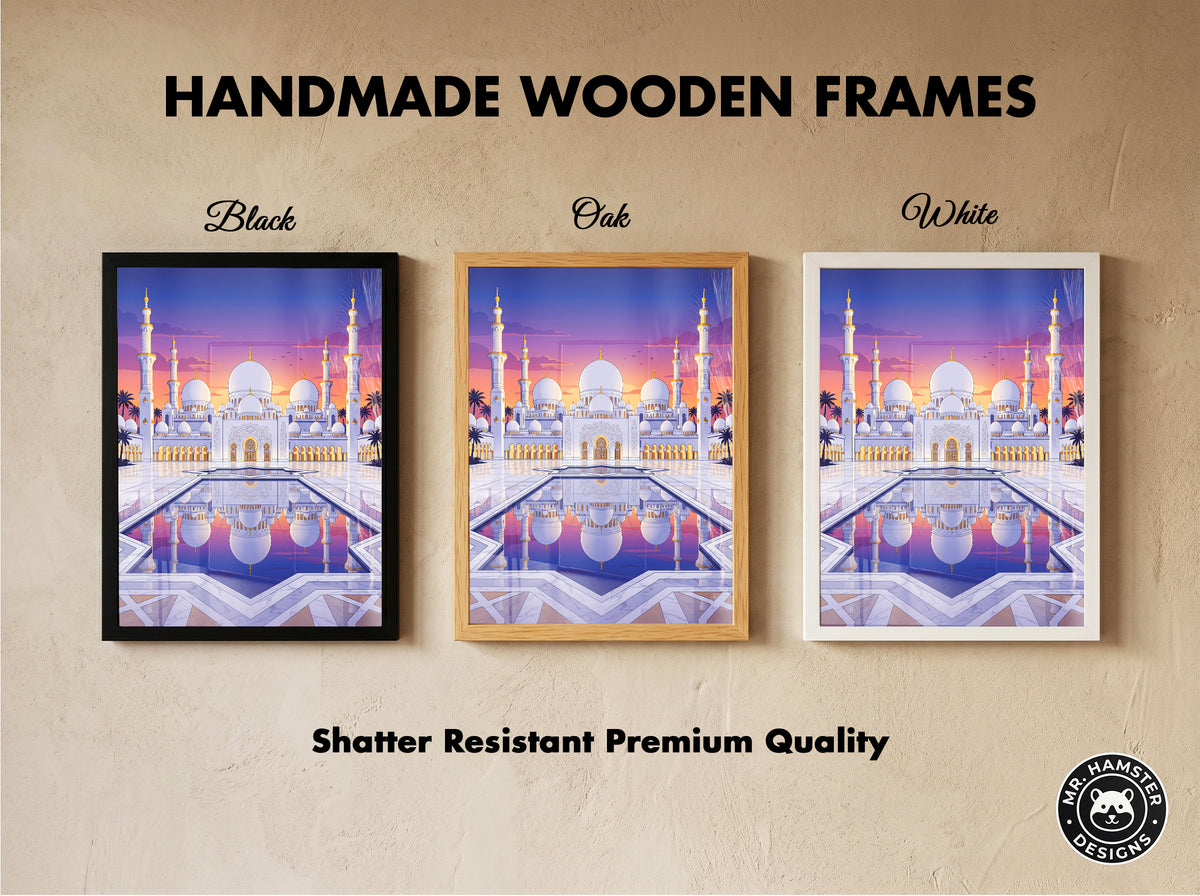 Sheikh Zayed Grand Mosque Sunset Panorama Art Print